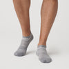 Heather Gray Ankle Socks 3-Pack on feet, seamless and breathable design.