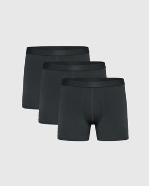 Carbon Boxer Trunks 3-Pack, staggered display of soft, flyless briefs.