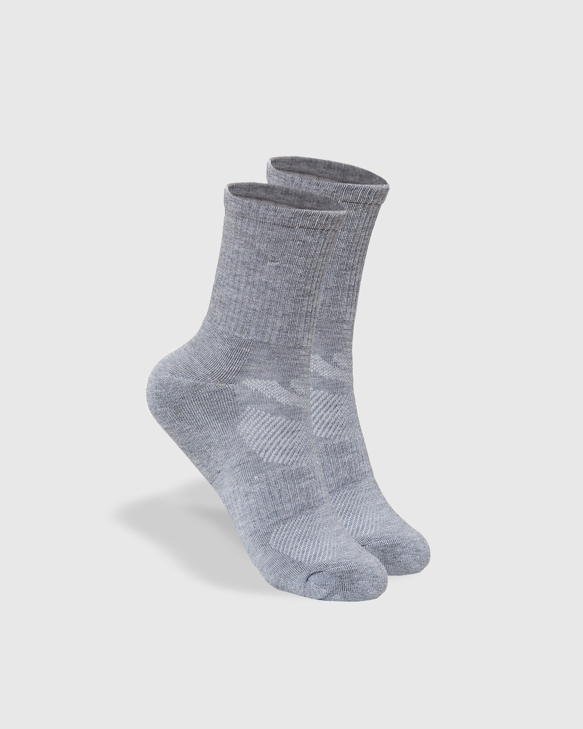 Heather Gray Half Crew Socks 12-Pack displayed on a plain background.