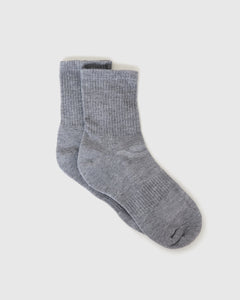 True ClassicHeather Gray Half Crew Socks 3-Pack laid flat, showcasing seamless design.