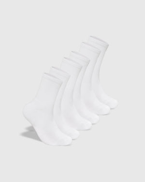 White Half Crew Socks 3-Pack, ultra-soft with seamless toe seam.