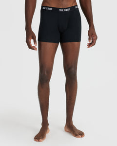 True ClassicBlack Logo Boxer Briefs 3-Pack with TRUE CLASSIC waistband, no fly.
