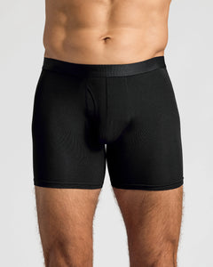 True ClassicBlack Boxer Briefs W/ Fly showcased on a man's lower torso.
