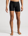 Black Boxer Briefs W/ Fly 6-Pack worn by a standing model.