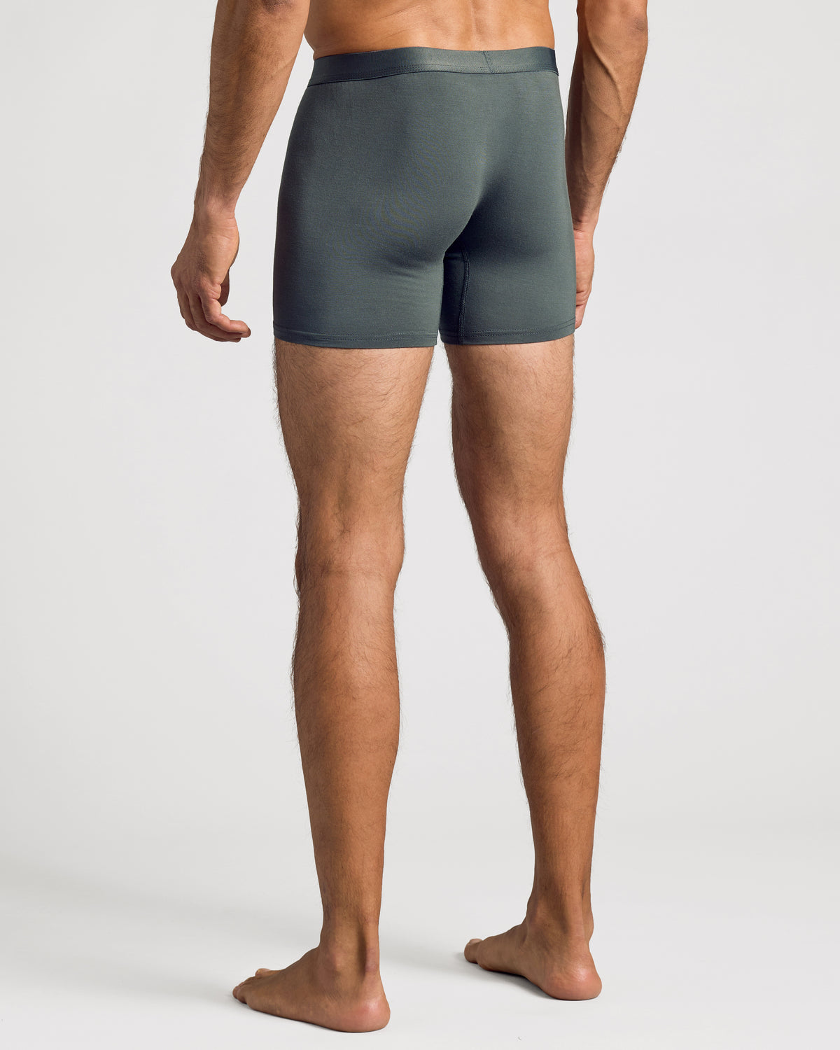 Carbon Boxer Briefs W/ Fly 3-Pack, back view, mid-thigh length fit.