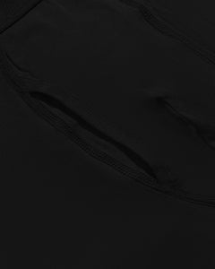 True ClassicBlack Boxer Trunks W/ Fly 3-Pack close-up, showing stretch fabric and fly seam.