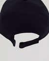Black Active Running Cap showing six-panel stitching and adjustable strap closure.