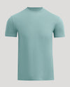 A light blue-green crewneck short-sleeve t-shirt displayed on a neutral gray background.