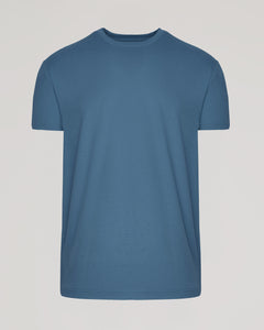 True ClassicFiord Classic Crew Neck in muted blue, showcasing its sleek, tagless design.