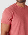 Heather Garnet Short Sleeve Crew Neck T-Shirt on model's upper torso.