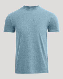 True ClassicHeather Indigo Classic Crew Neck T-shirt, front view, short sleeves.