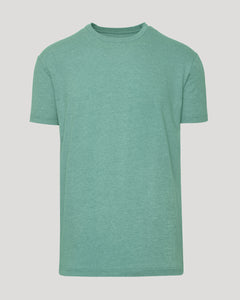 True ClassicLight Heather Greenery Classic Crew Neck T-shirt, short-sleeved, laid flat.