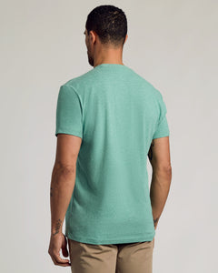 True ClassicBack view of Light Heather Greenery Classic Crew Neck on male model.