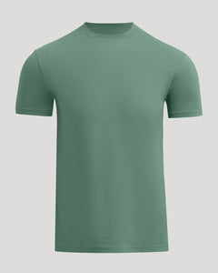 True ClassicA solid sage green short-sleeve crewneck t-shirt displayed on a neutral light gray background.