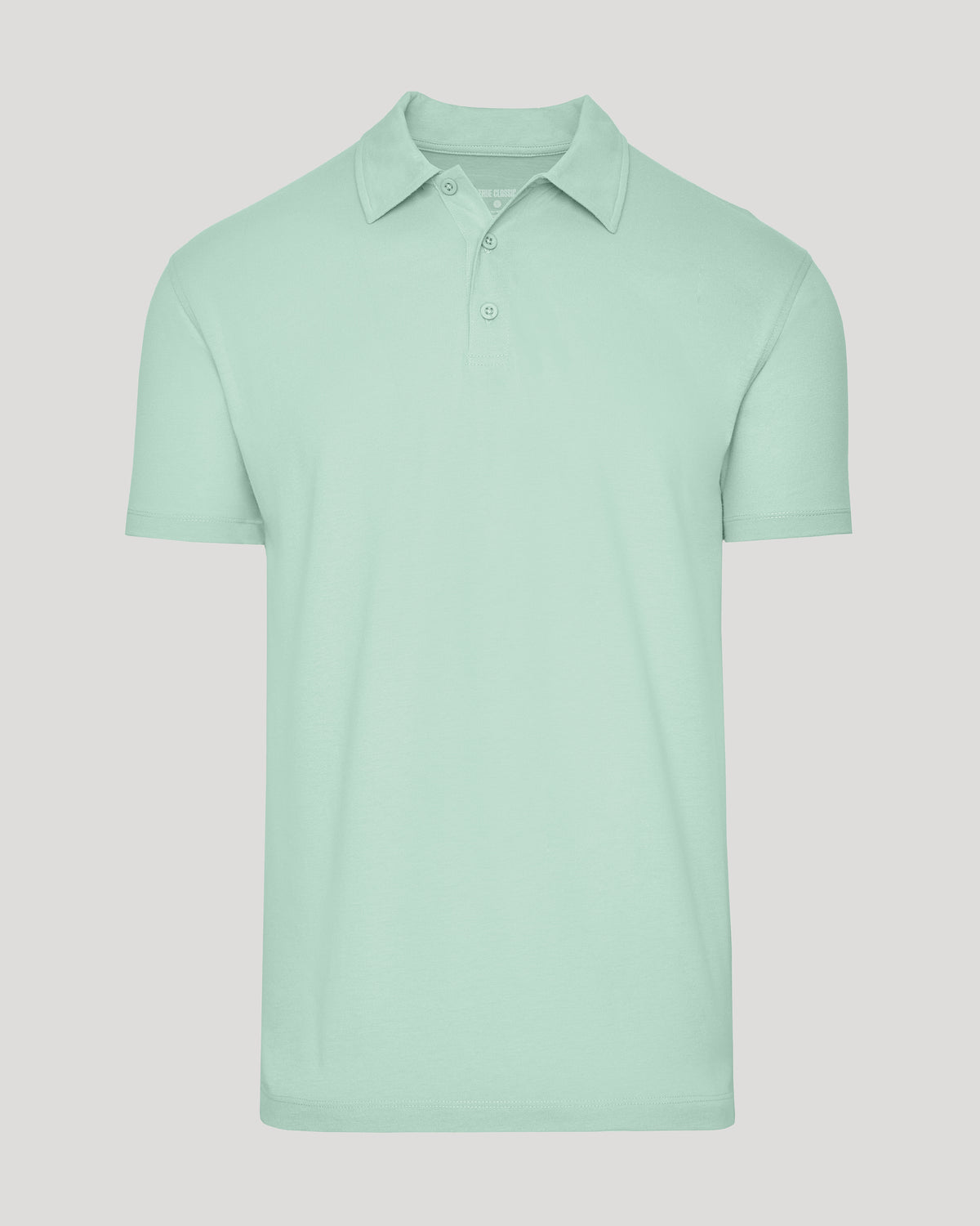 Heather Mist Short Sleeve Polo with classic collar and three-button placket.