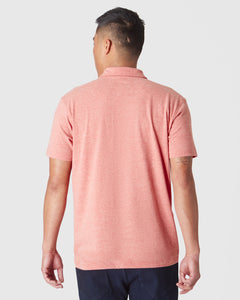 True ClassicBack view of Heather Cayenne Classic Polo on person with tattooed forearm.