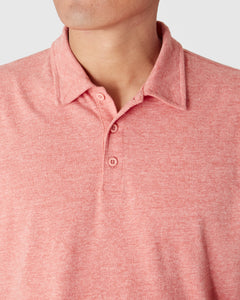True ClassicHeather Cayenne Classic Polo with collar and three-button placket.