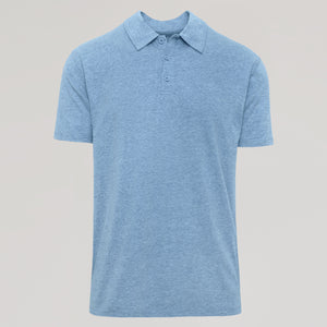 True ClassicHeather Indigo Classic Polo with a classic collar and three-button placket.