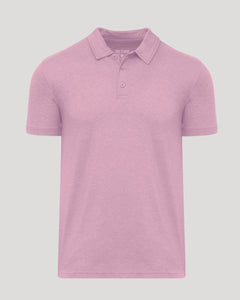 True ClassicHeather Mauve Classic Polo, short-sleeve, soft knit, three-button placket.