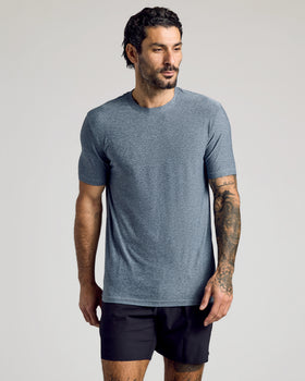 Man wearing Active Crew 3-Pack tee and athletic shorts.