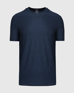 True ClassicDark Heather Cadet Active Crew Neck Tee, navy/blue heather, short-sleeved, flat.