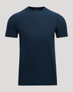 True ClassicNavy Active Crew Neck Tee on light-gray background.