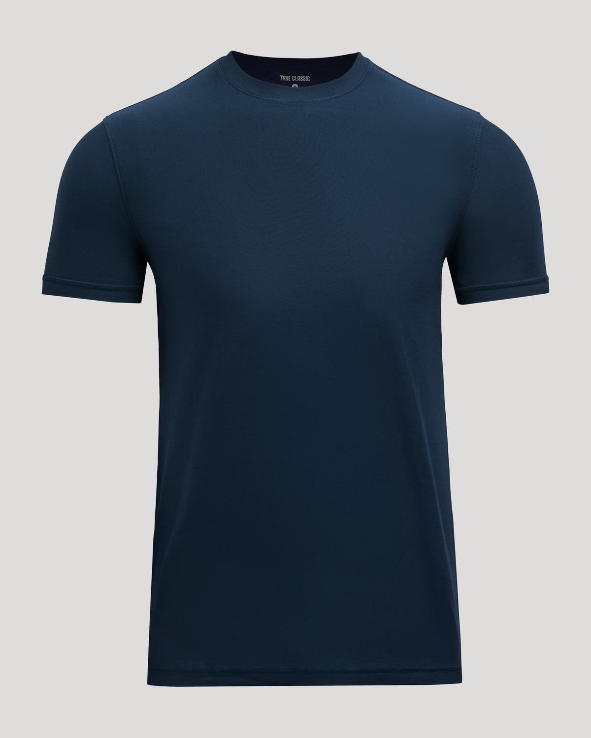 Navy Active Crew Neck Tee on light-gray background.