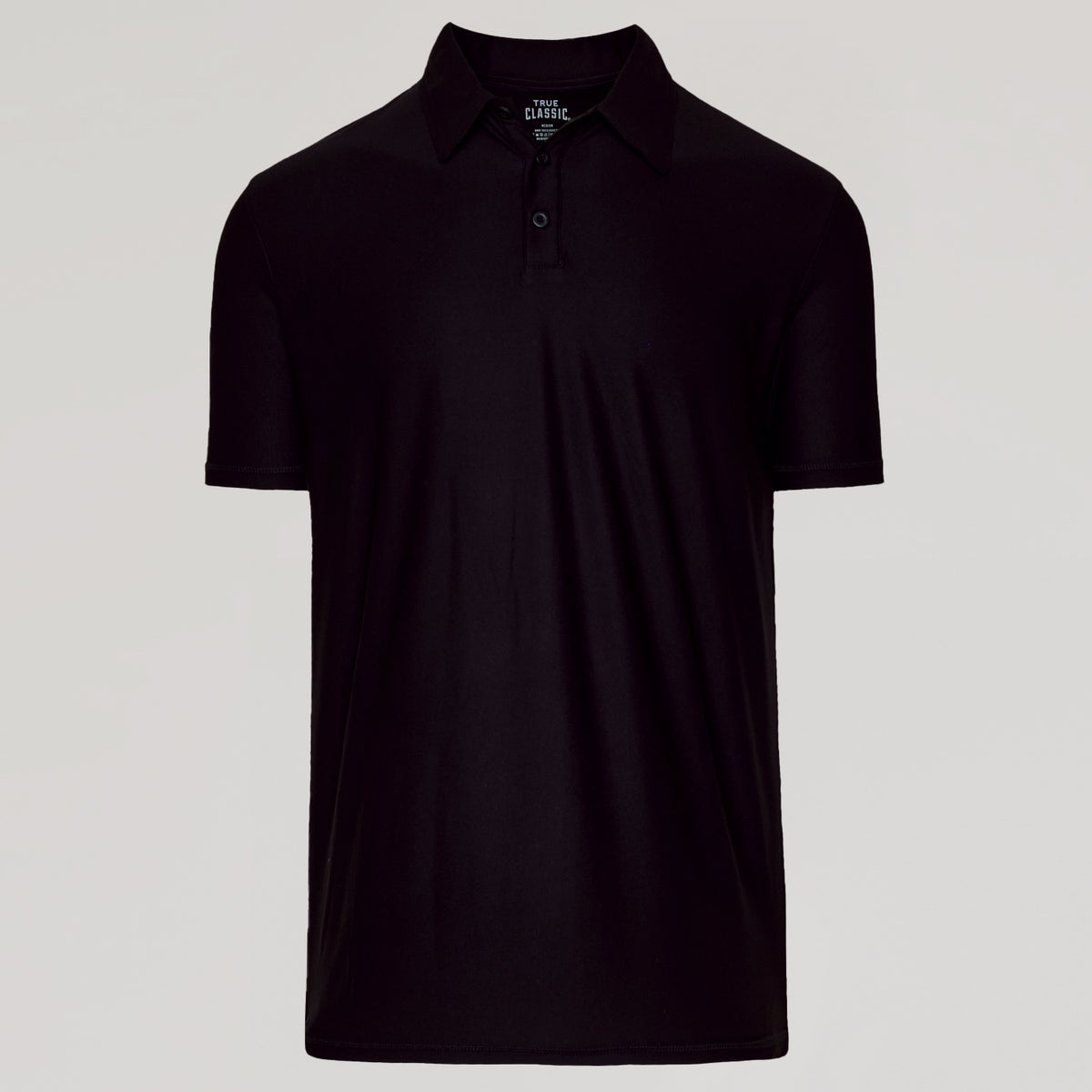 Black Active Polo 2.0 with short sleeves and a fold-over collar.