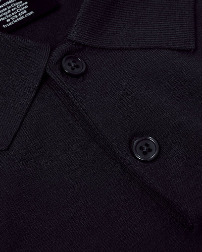 Black Short Sleeve Sweater Polo