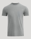 Heather gray short-sleeve crew neck t-shirt.