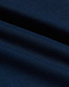 Close-up of soft navy fabric texture highlighting the quality material used in the Navy Pima Cotton Blend Curved Hem Crew, a men's basic essential for comfort and style.