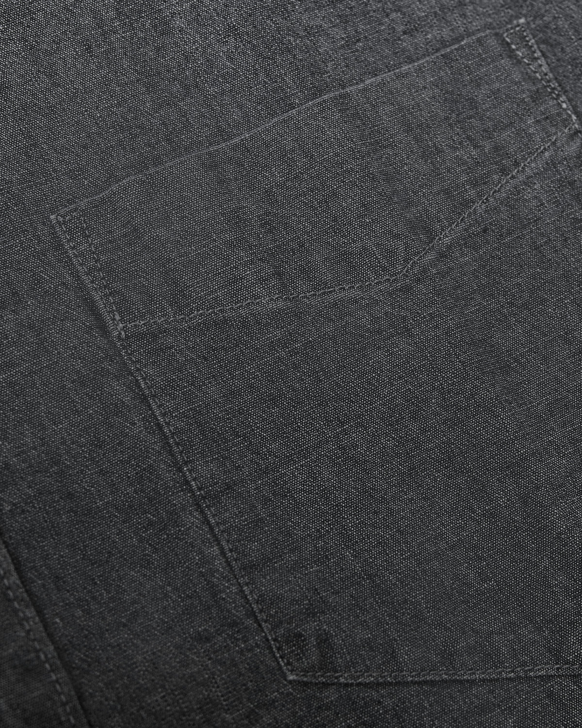 Black Wash Short Sleeve Stretch Chambray Shirt pocket detail showing stitched outline.