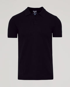 True ClassicBlack Dressy Polo with short sleeves and two-button placket.
