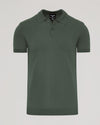 Moss Dressy Polo with classic collar, two-button placket, ribbed cuffs.