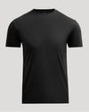 Black Pima Cotton Blend Crew men's basic t-shirt in solid black, featuring a classic crew neck and short sleeves with a smooth, comfortable fabric blend.