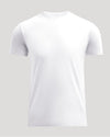 White Pima Cotton Blend Crew t-shirt in plain white, showcasing a classic fit and smooth texture, ideal for men's basics and everyday wear.
