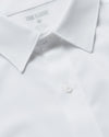 White & Navy Short Sleeve Performance Dress Shirt 2-Pack, featuring a white shirt's collar and placket with TRUE CLASSIC label.