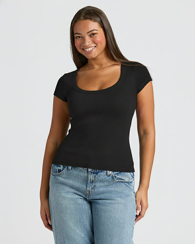 Ribbed U‑Neck