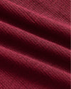Womens Dark Maroon Ribbed U-Neck Tee, close-up of soft knit fabric.