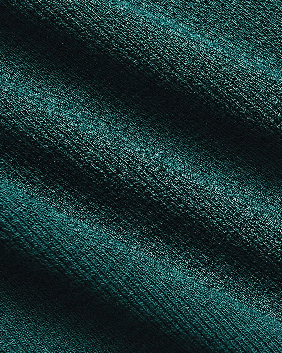Womens Deep Emerald Ribbed U-Neck Tee fabric close-up, showcasing knit texture.