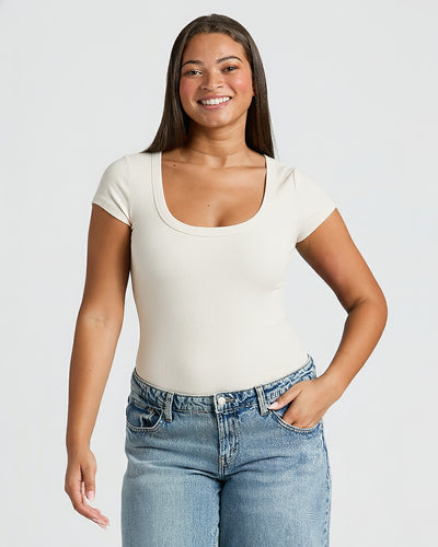 Ribbed U‑Neck