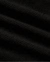 Close-up of Womens Ribbed 3/4 Sleeve Scoop Neck Tee's black textured fabric.