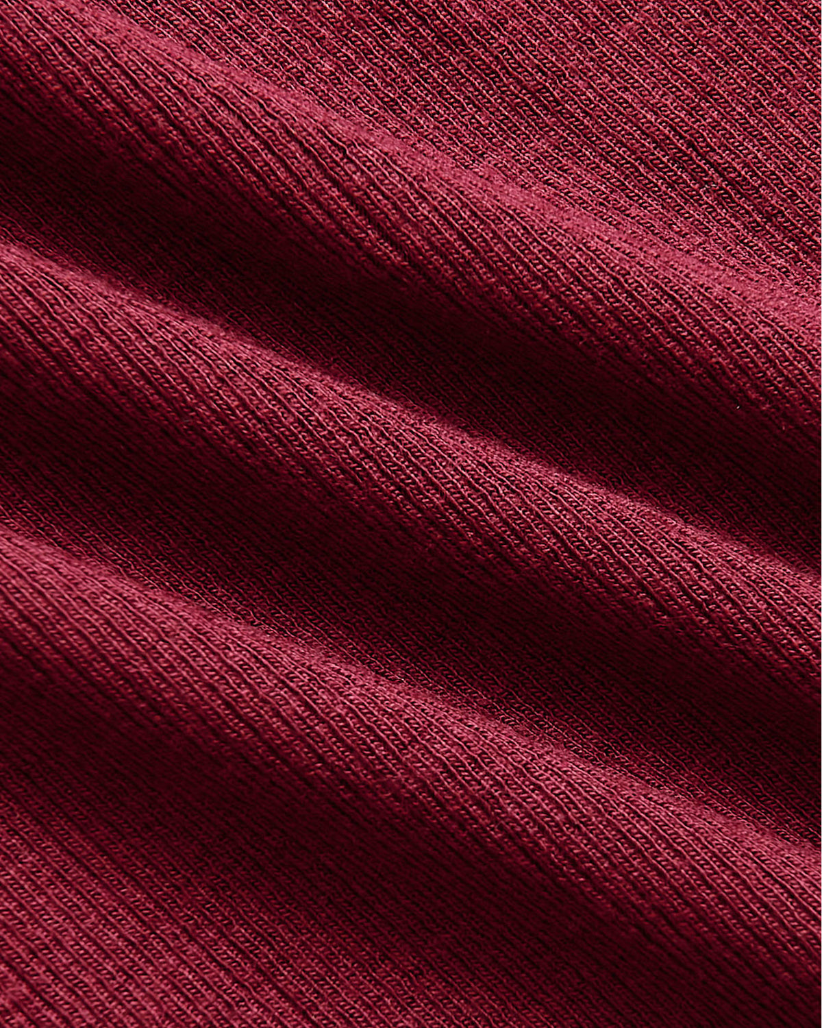 Womens Dark Maroon Ribbed 3/4 Sleeve Scoop Neck Tee fabric close-up.