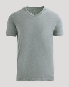 True ClassicHeather Gray Classic V-Neck T-shirt, short-sleeve, contemporary fit.