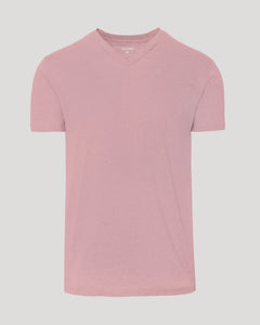 True ClassicLight Heather Boysenberry Classic V-Neck T-shirt, short-sleeve, soft pink, V-neck.