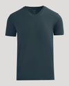 Dark gray t-shirt on a light gray background