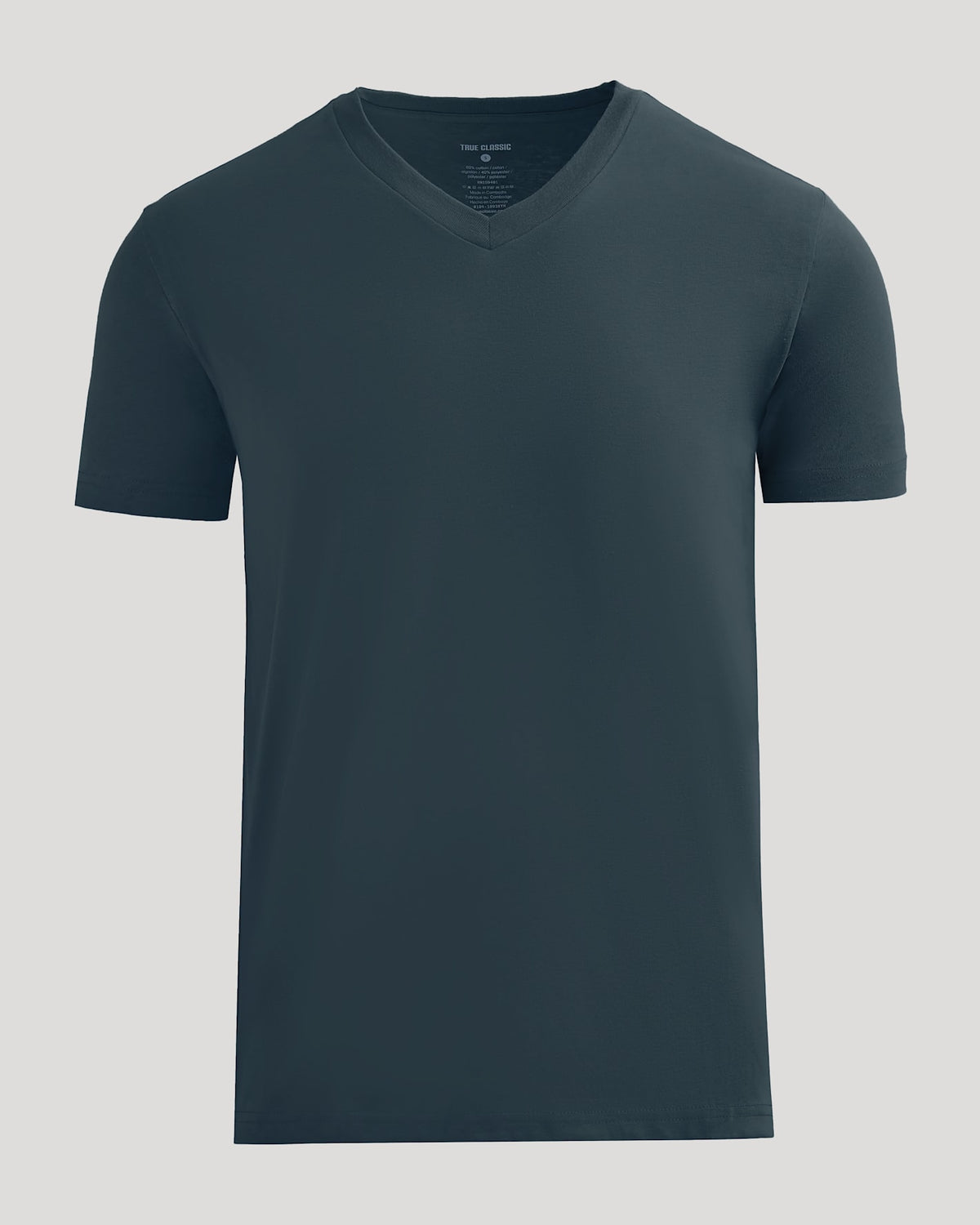 Dark gray t-shirt on a light gray background