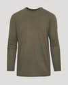 Heather Military Green Classic Long Sleeve Crew Neck on neutral background.