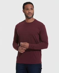 True ClassicMahogany Long Sleeve T Shirt on man in jeans.