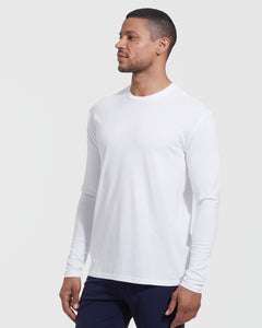 True ClassicMan wearing The Versatile Crew 9-Pack white long-sleeve T-shirt.